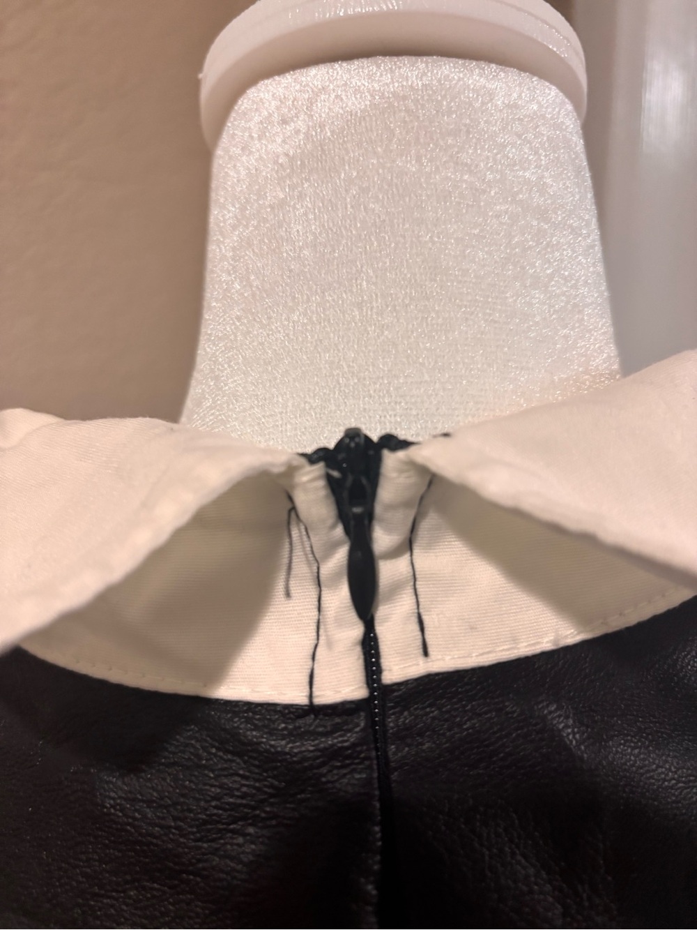 Women's Black faux leather Overlay & White Button-Down Shirt - Picture 6 of 12